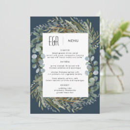 Menu Quadro Eucalipto verde azul preto em branco