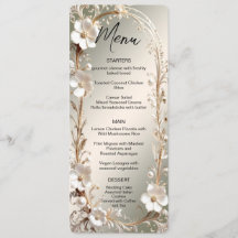 Menu Quadro Floral Branco Ornamentado