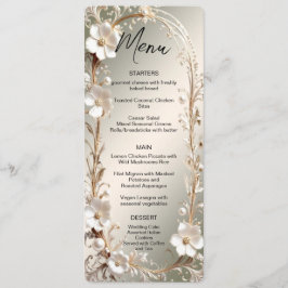 Menu Quadro Floral Branco Ornamentado
