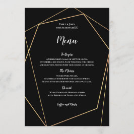 Menu Quadro Geométrico Simples, Preto Elegante e Dourad
