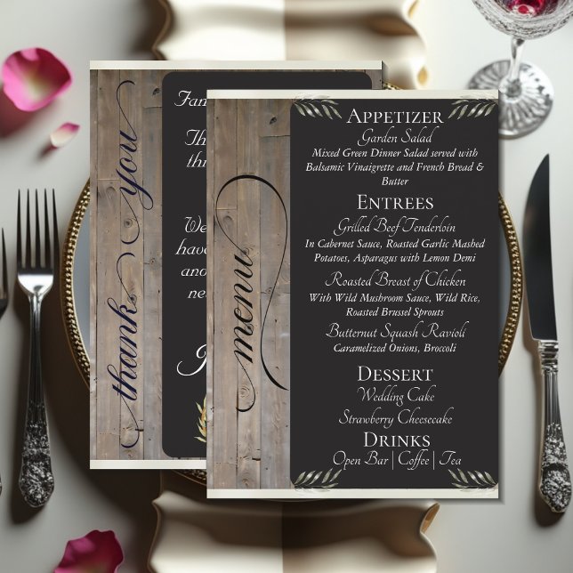 Menu Quadro Negro em Madeira, Monograma & Obrigado - Cr (Criador carregado)