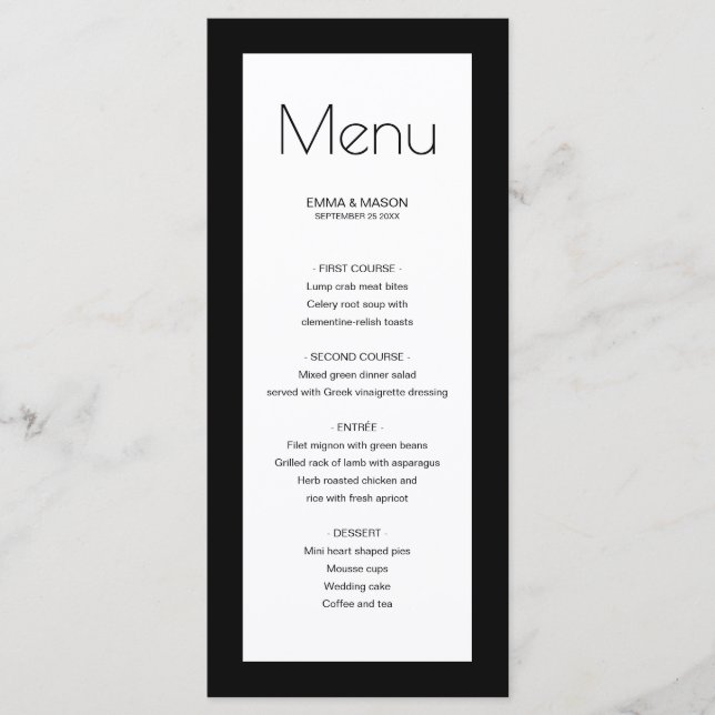 Menu Quadro preto simples (Frente)
