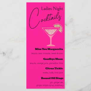 Menu Quente rosa e Dourada Brilhante Barras Noturnas