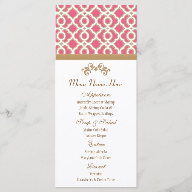 Menu Quente-Rosa e Dourado de Marrocos (Frente)