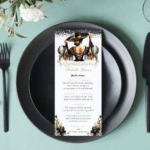 Menu Quinceañera Dourada de luxo
