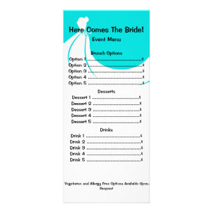 Menu Rackcard do chá de panela