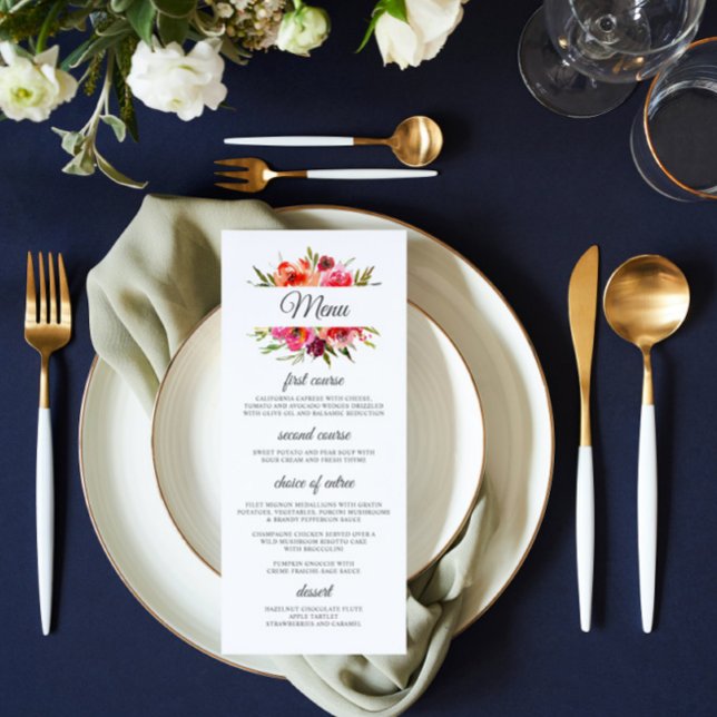 Menu Radiant Romance Floral Wedding (Criador carregado)