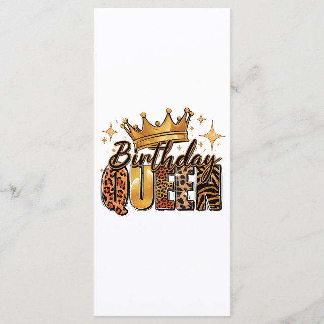 Menu Rainha de Aniversário com Leopardo de Coroa Dourad (Frente)