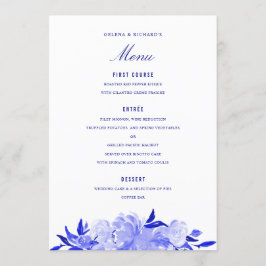 Menu Real Blue/White Watercolor Florals