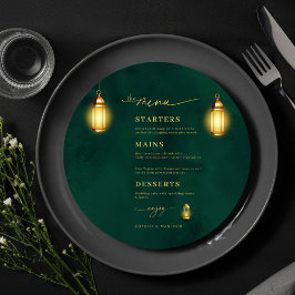 Menu Real Emerald Green Ouro Luzes redondas