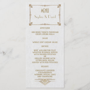 Menu Real Fleur-de-Lis Art Deco White 20s Dourado