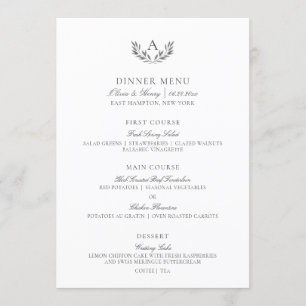 Menu Recepção Branca de Cinzas Elegante Obrigado E Casa