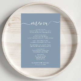 Menu Recepção de casamento Azul Dusty de Script Elegant