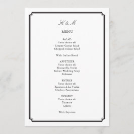 Menu Recepção de casamento branca e preto tradicional