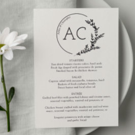 Menu Recepção de casamento Branca Mínima de Moldura de