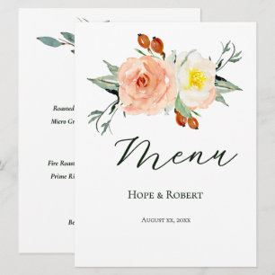 Menu Recepção de casamento Brilhante de Flores de Verão