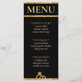 Menu Recepção de casamento brilhante Dourada e preta