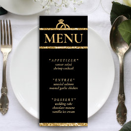 Menu Recepção de casamento brilhante Dourada e preta