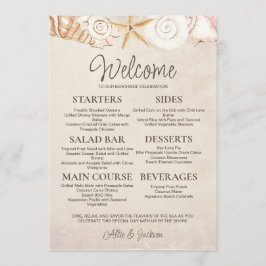 Menu Recepção de Casamento Casual na Praia com Conchas 