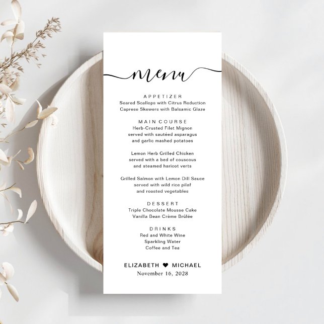 Menu Recepção de Casamento Chic Script (Criador carregado)