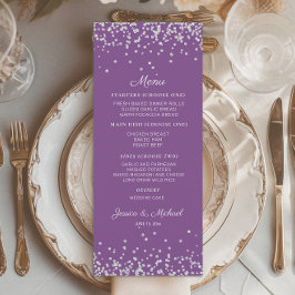 Menu Recepção de Casamento com Brilho Prata Roxo