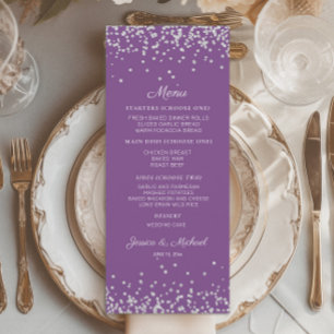 Menu Recepção de Casamento com Brilho Prata Roxo
