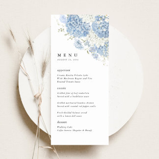 Menu Recepção de Casamento com Jantar Floral Azul Desbo