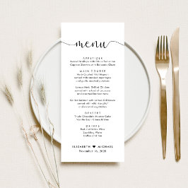 Menu Recepção de Casamento com Letra Elegante