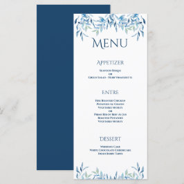 Menu Recepção de casamento de Aquarela Azul Selvagem