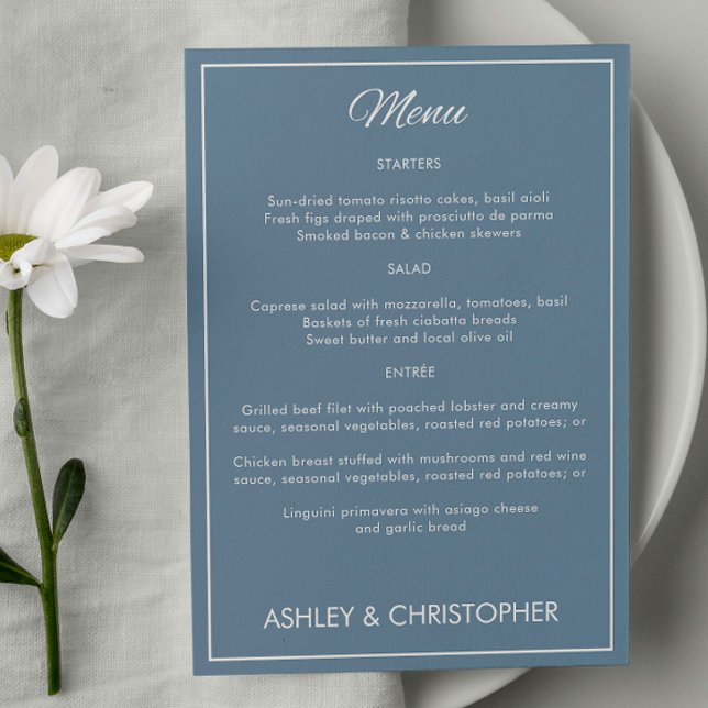 Menu Recepção de casamento de Cinza de Slate de Script  (Criador carregado)