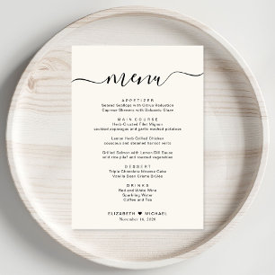 Menu Recepção de casamento de Creme de Script Elegante