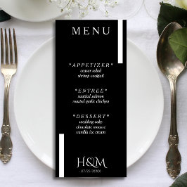 Menu Recepção de casamento de distribuição moderna a pr