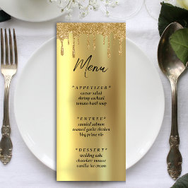 Menu Recepção de casamento de Drives de Glitter Dourada
