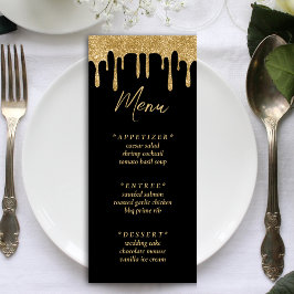 Menu Recepção de casamento de Drives de Glitter Preto e