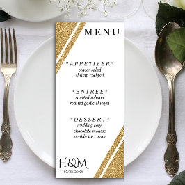 Menu Recepção de casamento de faixa branca e Dourada de