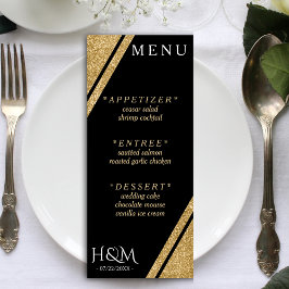 Menu Recepção de casamento de faixa de brilho preto e D