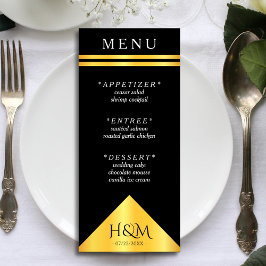Menu Recepção de casamento de faixa geométrica preta e 