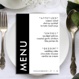 Menu Recepção de casamento de faixa lateral branca e pr