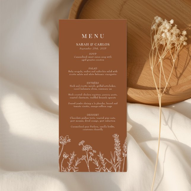 Menu Recepção de casamento de flor selvagem de Orange B (Criador carregado)