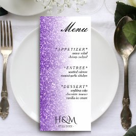 Menu Recepção de casamento de Janto de brilho branco e 