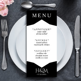 Menu Recepção de casamento de Janto Geométrico Preto e 