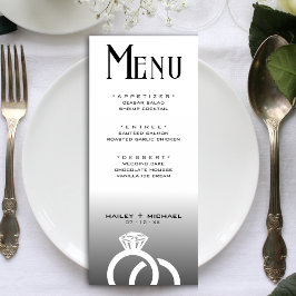 Menu Recepção de Casamento de Mão Preta e Branca