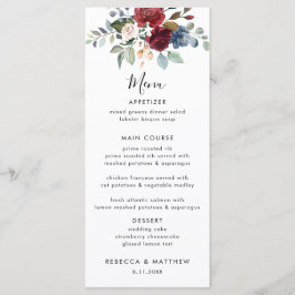 Menu Recepção de casamento de Script de Aquarela Floral