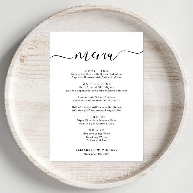 Menu Recepção de casamento de Script Elegante (Criador carregado)