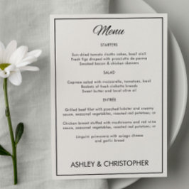 Menu Recepção de casamento de Script Minimalista