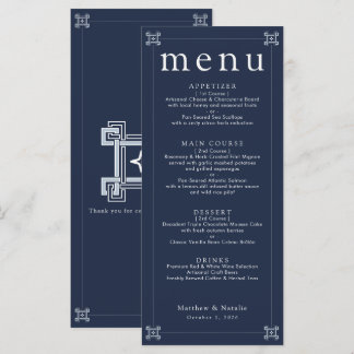 Menu Recepção de Casamento Elegante com Chave Grega Azu