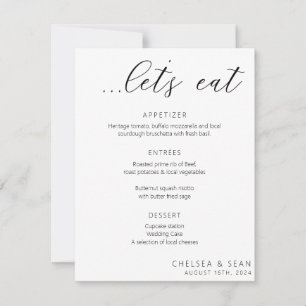 Menu Recepção de Casamento Elegante de Comida de v
