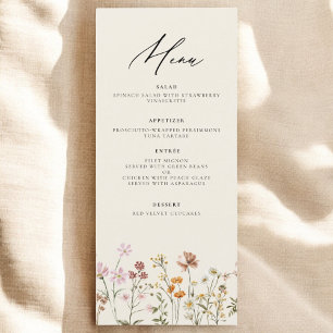 Menu Recepção de Casamento Elegante de Wildflower Boho