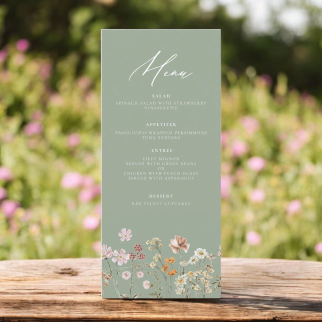 Menu Recepção de Casamento Elegante de Wildflower Boho (Criador carregado)