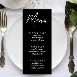 Menu Recepção de Casamento Elegante Simples Preto